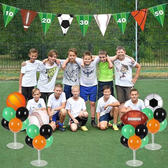 4 Sets Sports Party Balloons Stand Kit with Basketball Football