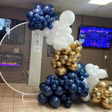 Blue and Gold Balloons Arch Garland Kit, 134pcs Navy Blue Gold White
