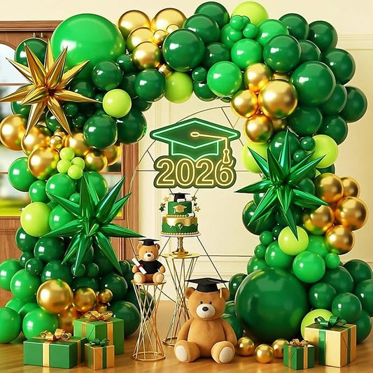 KARLURE Green and Gold Balloon Garland Arch Kit with Stars, Different