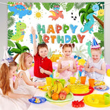 Dinosaur Birthday Backdrop Cartoon Dinosaur Birthday Banner for Kids