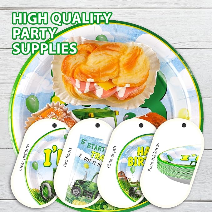 96Pcs Tractor Birthday Party Decorations Tractor 3rd Birthday Party