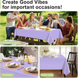 QIKSION Lavender Plastic Table Cloth Disposable 2 Pack, 54 x 108 Inch