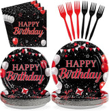 96Pcs Red and Black Birthday Party Decorations Valentine's Day Red
