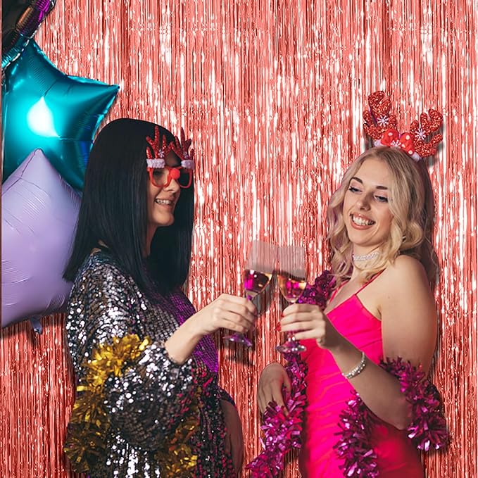 10 Pack Rose Gold Fringe Curtain Backdrop Birthday Bachelorette