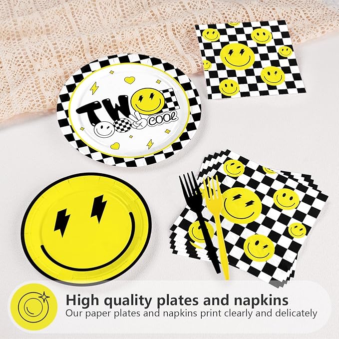 96 Pcs Two Cool Dude Birthday Party Decorations 350 GSM 2nd Birthday