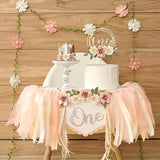 First Birthday Decorations for Girl Light Pink High Chair Banner One