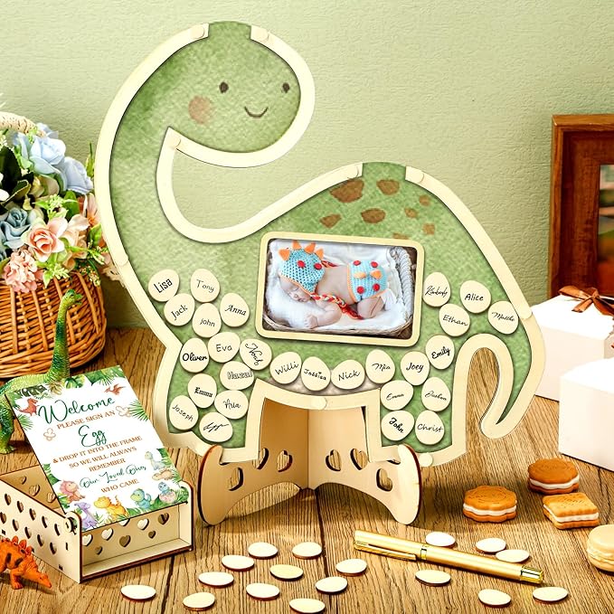 63 Pcs Dinosaur Baby Shower Guest Book Alternatives Set Baby Shower