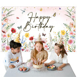 Avezano Wildflower Birthday Backdrop Girls Floral Birthday Banner