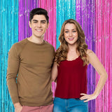 Voircoloria 3 Pack 3.3 x 8.2 ft Blue Purple Pink Foil Fringe Backdrop