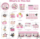 213 PCS Pink Movie Night Decorations Movie Theme Party Supplies