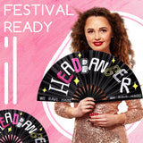FairySandy 6 Pcs Large Hand Fan Rave Iconic Shade Bye Folding Bamboo