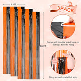 Voircoloria 3 Pack 3.3x8.2 Feet Black and Orange Foil Fringe Backdrop