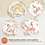 96 Pcs Boho Baby Shower Decorations for Girl Disposable A Little Ray
