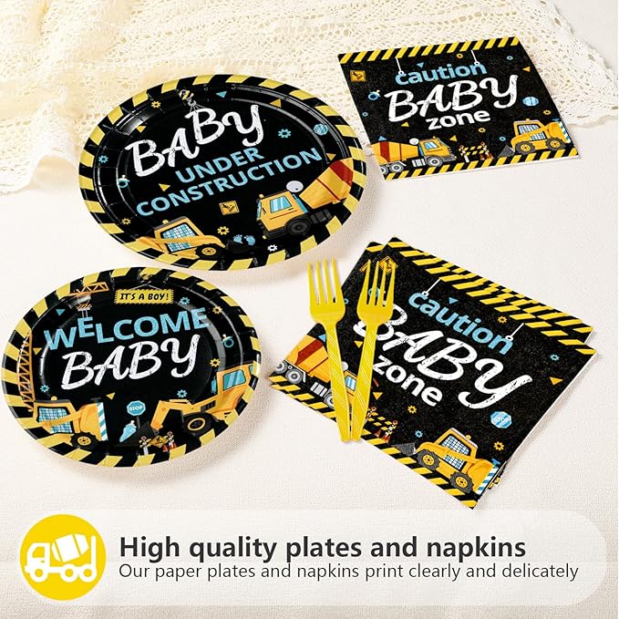 96Pcs Construction Baby Shower Party Supplies Dump Truck