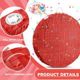 Jenaai 16 Inch Round Red Piñata Large circle Blank Piñata with Stick