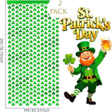 2 Pack St Patrick's Day Clover Streamers Curtains 3.3x6.6ft Green