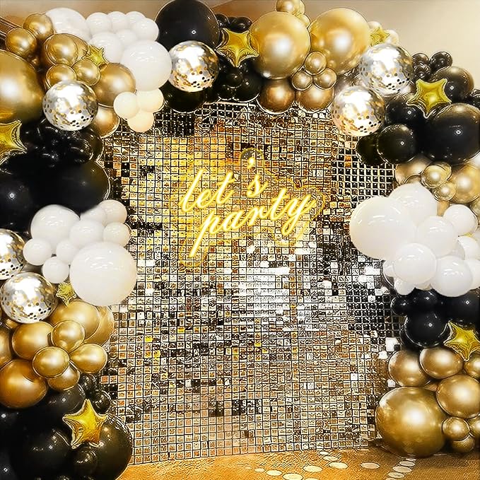 182pcs Black and Gold Balloons Garland Arch Kit, 5 10 12 18 inch