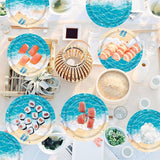 Ocean Waves Plates Summer Beach Birthday Supplies 48 Piece Pool