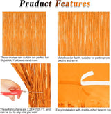 2 Pack Backdrop Curtains, 3.28 FT x 7.05 FT Orange Color Tinsel