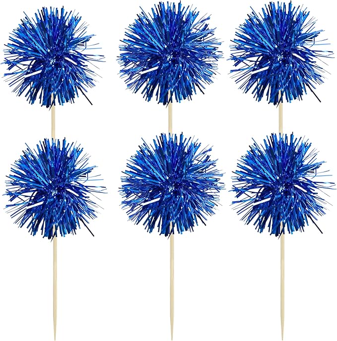 Gyufise 30Pcs Foil Firework Cupcake Toppers Sparkle Tinsel Cake #22