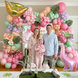 Three Rex 3rd Birthday Decorations with Pastel Pink Green Dinosaur