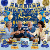 20pcs Retirement Party Decorations for Men Women Blue Gold Happy