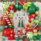 Christmas Balloons Garland Arch Kit Red Dark Green Gold Balloons