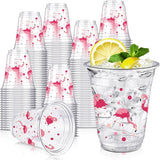 50 Pcs Flamingo Cups Bulk Hawaiian Luau Party Favor 12 oz Disposable