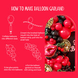 110pcs Red and Black Balloon Garland Arch Kit with 3 Cheetah Leopard
