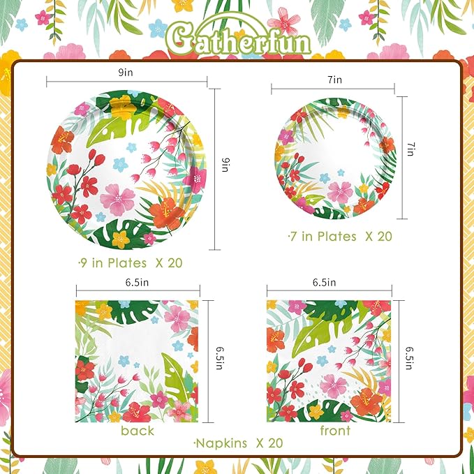 Tropical Luau Party Supplies Kit for 20 Aloha Hawaiian Party