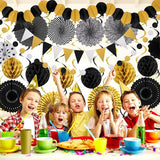 Black Gold Party Decorations, New Years Eve Party Supplies Easy