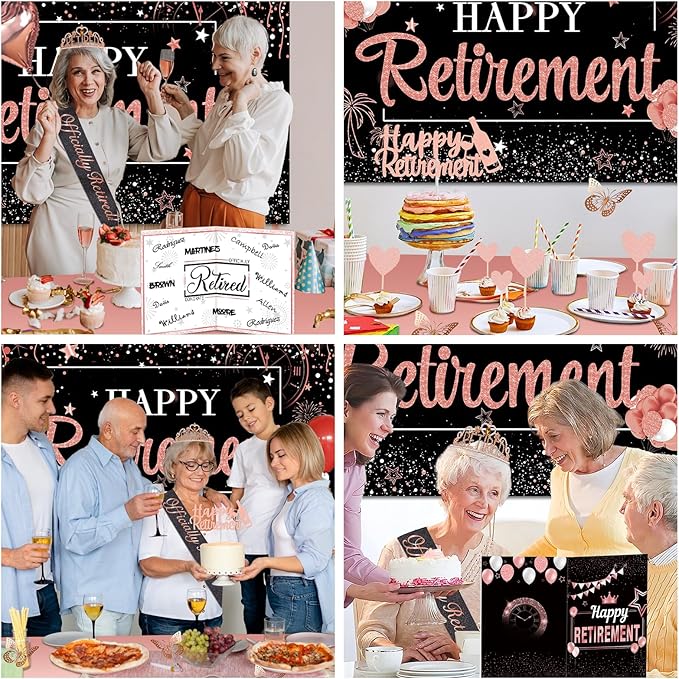 52Pcs Retirement Party Decorations Women with Retirement Sash and