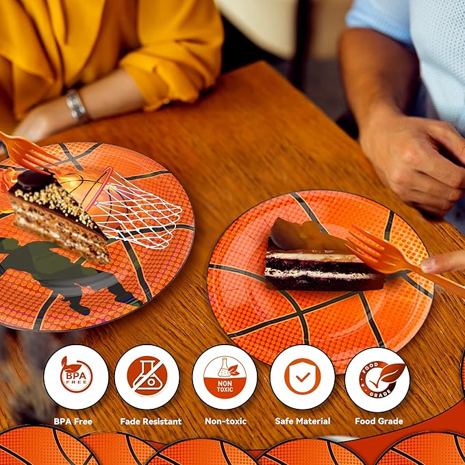 120 Pcs Basketball Party Supplies Bundle Paper Plates Napkins Forks
