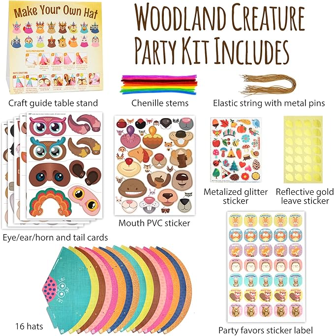 Glittery Garden Woodland Themed Christmas Party Hats Making Kit c/w