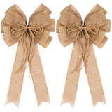 2 Pack Large Burlap Jute Hemp Rope Bows for Wreaths,Rustic Farmhouse