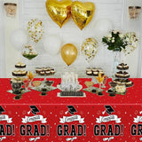 QZYL 2 PCS Graduation Tablecloth, 108" X 54" Red Graduation Table