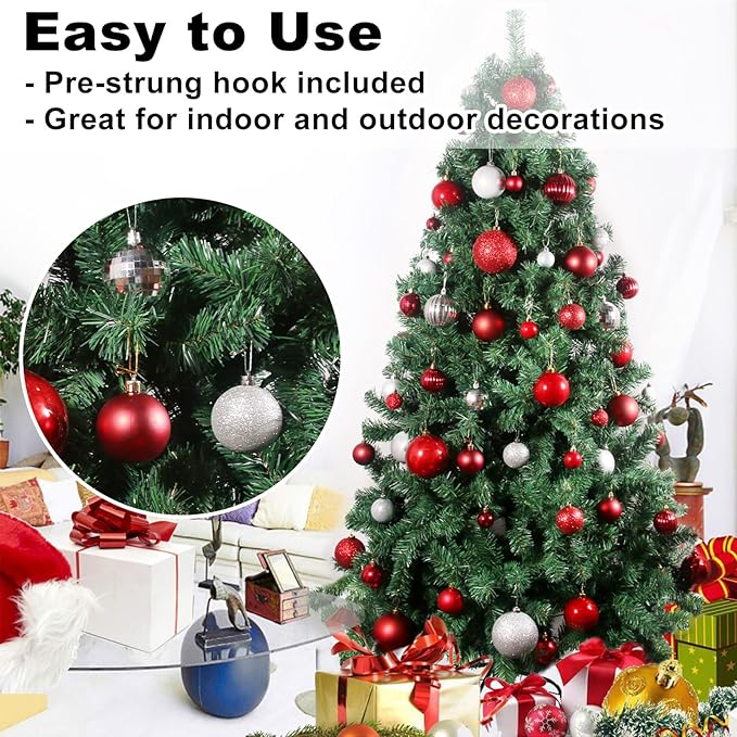 GameXcel 24Pcs Christmas Balls Ornaments for Xmas Tree - Shatterproof