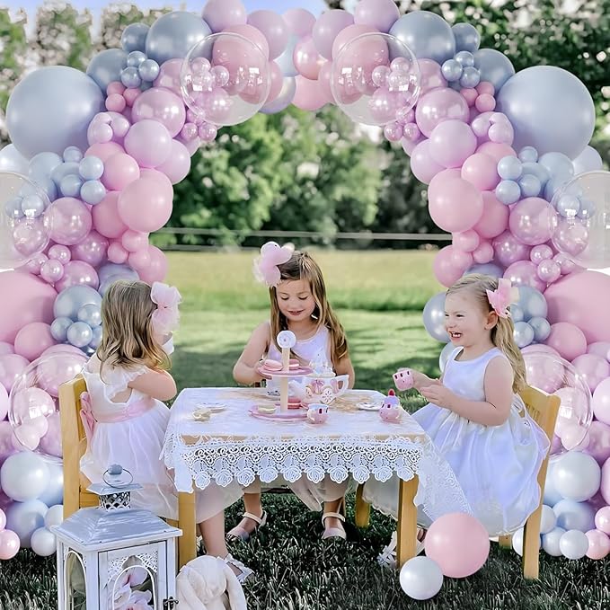 Pink Purple Blue Balloon Arch Kit 108Pcs Double Stuffed Pearl Blue