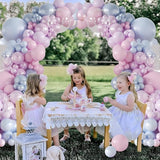 Pink Purple Blue Balloon Arch Kit 108Pcs Double Stuffed Pearl Blue