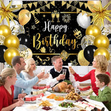 Black Gold Birthday Party Decorations for Men Women 63Pcs Black and