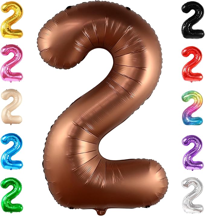 KatchOn, Giant Coffee Brown 2 Balloon Number - 40 Inch | Brown 2