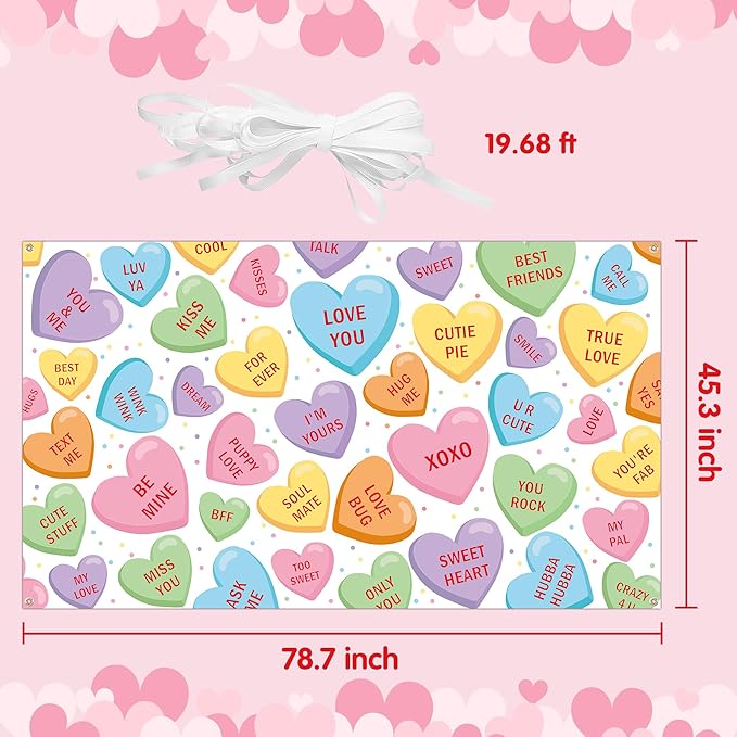 Xtralarge Valentine's Day Conversation Heart Backdrop Banner