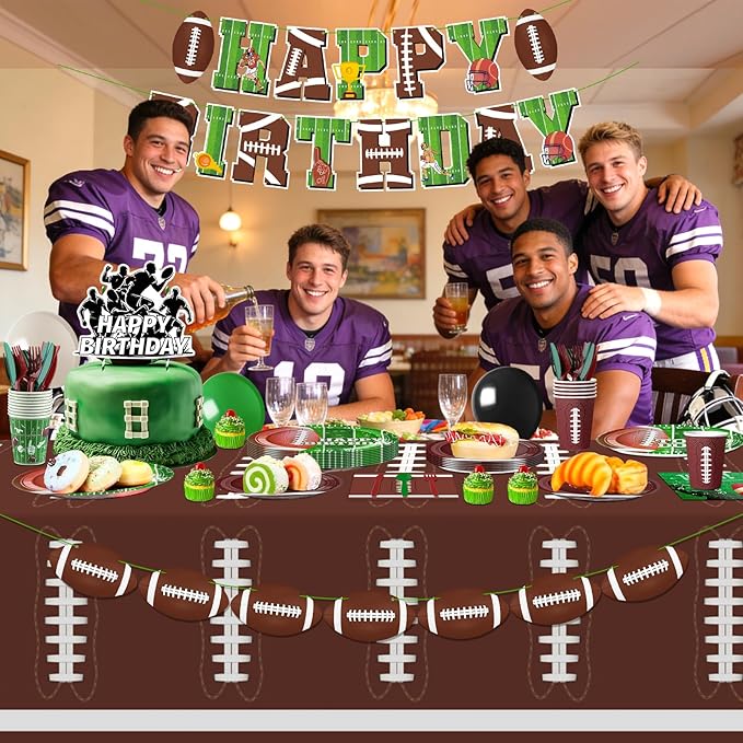 Football Party Decorations Kit Disposable Tableware Set Includes