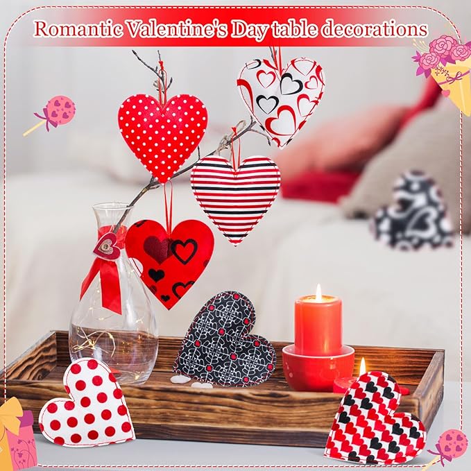 27 Pieces Valentines Day Felt Heart Ornaments Heart Hanging Decors