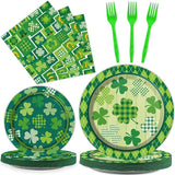 96 Pcs St Patrick's Day Tableware Set Lucky Green Shamrock Plates