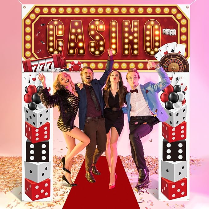 4 Pcs Casino Night Entryway Party Banner Decorations Casino Night