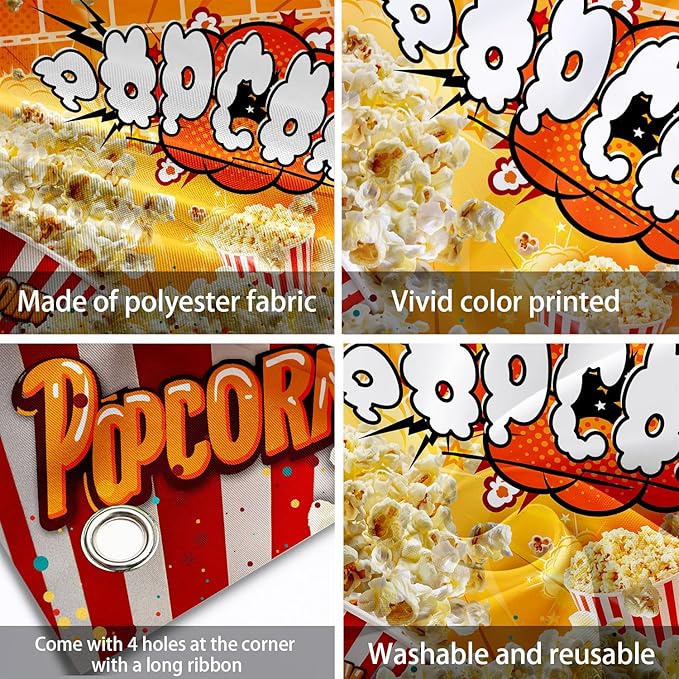 Popcorn Backdrop Movie Night Photography Background Carnival