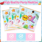 96Pcs Summer Pool Beach Ball Flamingos Party Plates Supplies Party