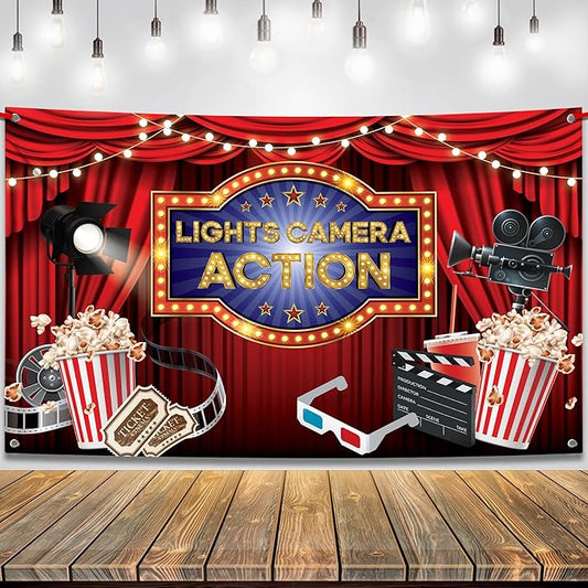 XtraLarge Lights Camera Action Banner 72x44 Inch Movie Night