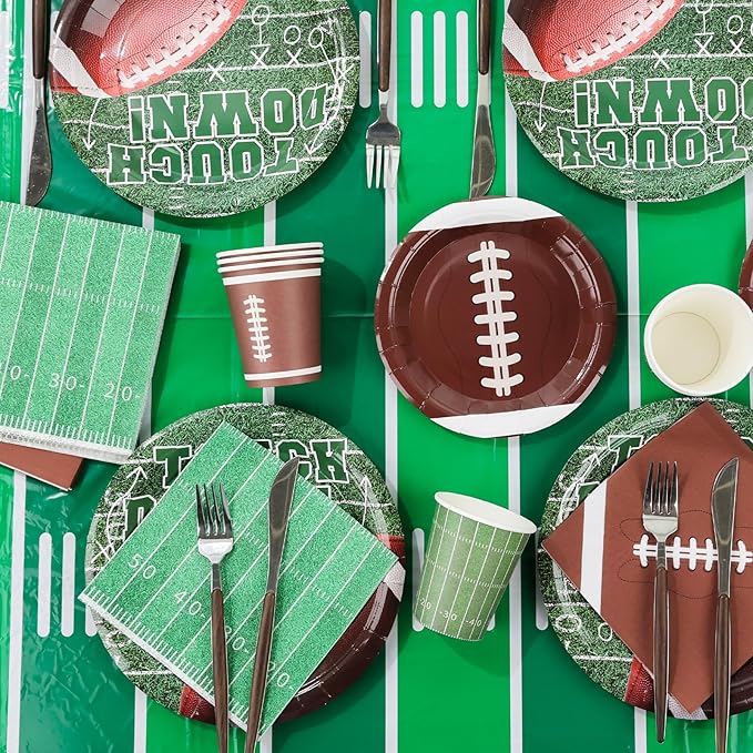 Football Party Decorations Set for 24 Disposable Paper Plates and